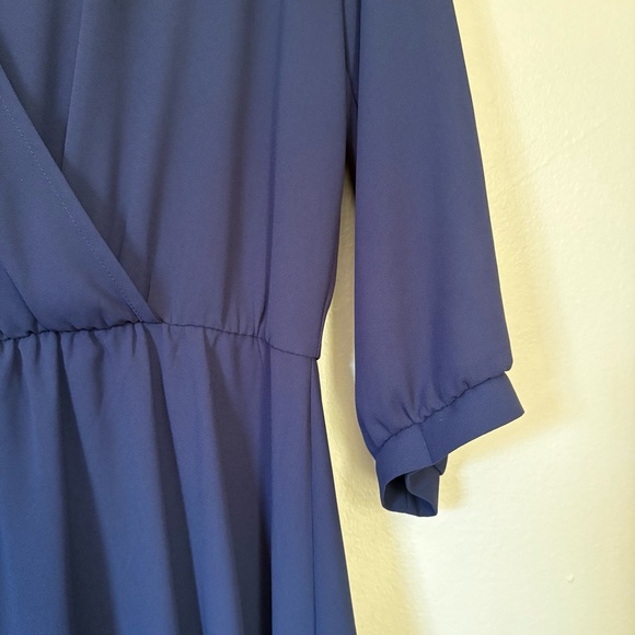 Lush Kendall Blue Faux Wrap Mini Dress Size Medium - Picture 7 of 13